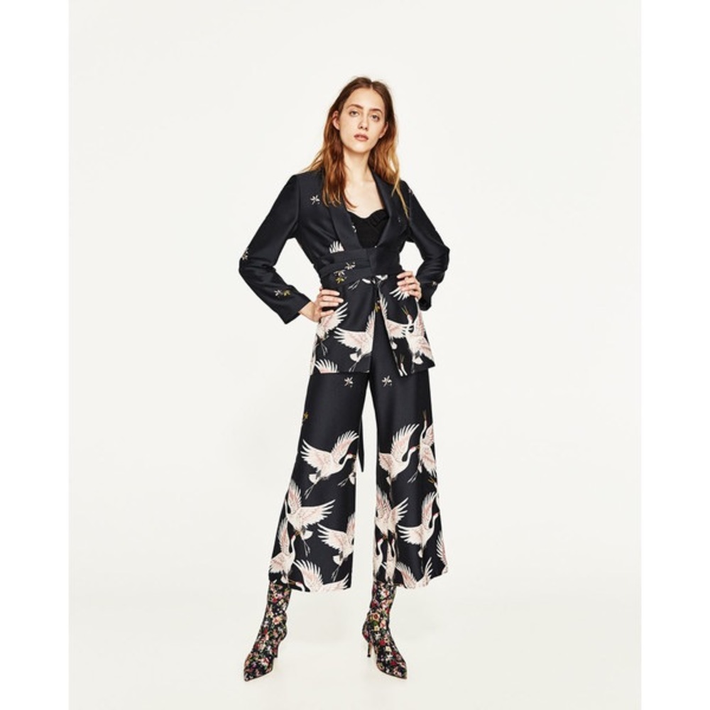 SOLD! Zara Stork Printed Kimono Culottes Pants - Picture 5 of 8